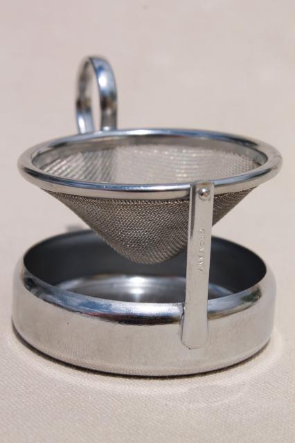 photo of single cup tea strainer, unusual gadget made in Germany metal sieve w/ pivot #5