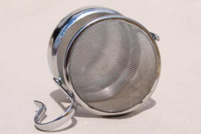 photo of single cup tea strainer, unusual gadget made in Germany metal sieve w/ pivot #6