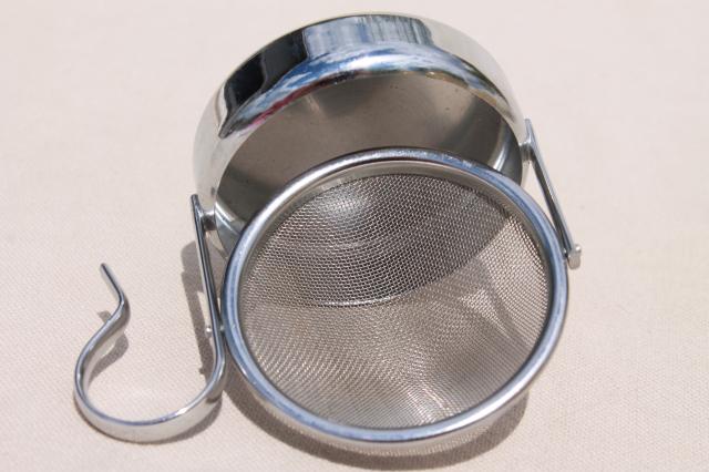 photo of single cup tea strainer, unusual gadget made in Germany metal sieve w/ pivot #7