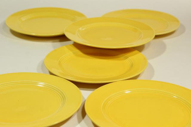 photo of six solid yellow salad plates, vintage ceramic Harlequin Homer Laughlin china #3