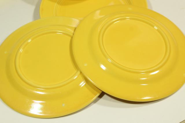 photo of six solid yellow salad plates, vintage ceramic Harlequin Homer Laughlin china #5