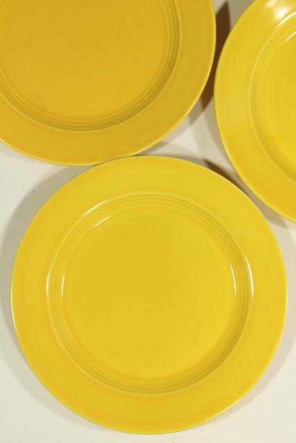 photo of six solid yellow sandwich plates, vintage ceramic Harlequin Homer Laughlin china #2