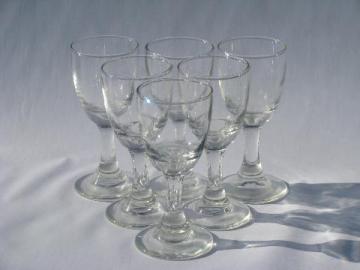 catalog photo of six vintage hand-blown crystal wine glasses, country French or Italian style
