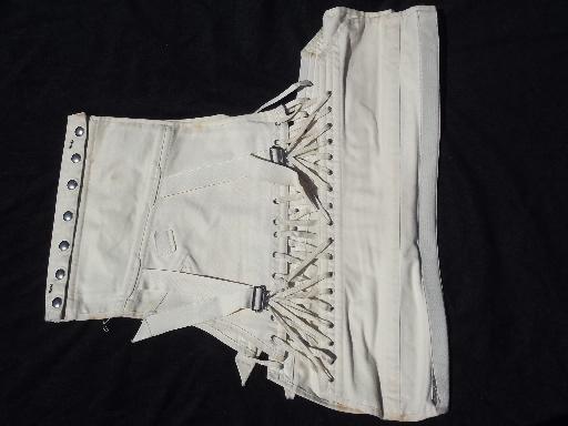 photo of size 40 vintage Camp cotton corset w/ boning, waist cinch fan lacing #1