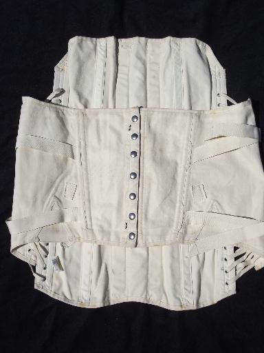 photo of size 40 vintage Camp cotton corset w/ boning, waist cinch fan lacing #3