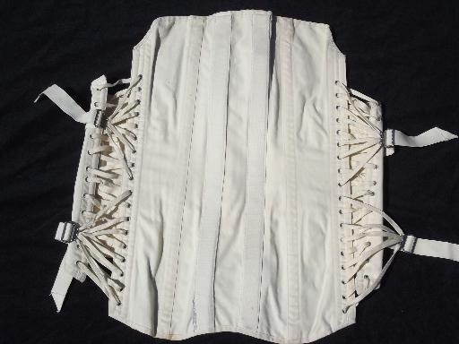 photo of size 40 vintage Camp cotton corset w/ boning, waist cinch fan lacing #4