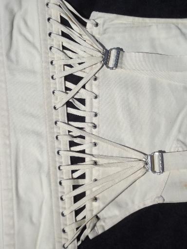 photo of size 40 vintage Camp cotton corset w/ boning, waist cinch fan lacing #8
