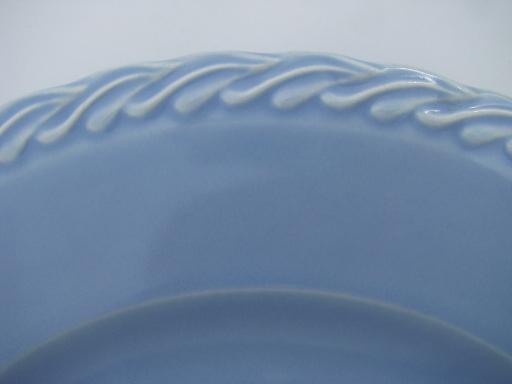 photo of sky blue Vernon Kilns California pottery, round platter or cake plate #2