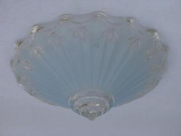 catalog photo of sky blue vintage pressed glass pendant light shade, antique lighting replacement part