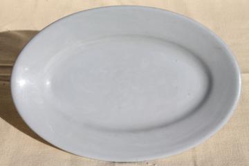 catalog photo of sky tone Lune pale blue Buffalo ironstone china platter, vintage restaurantware oval plate