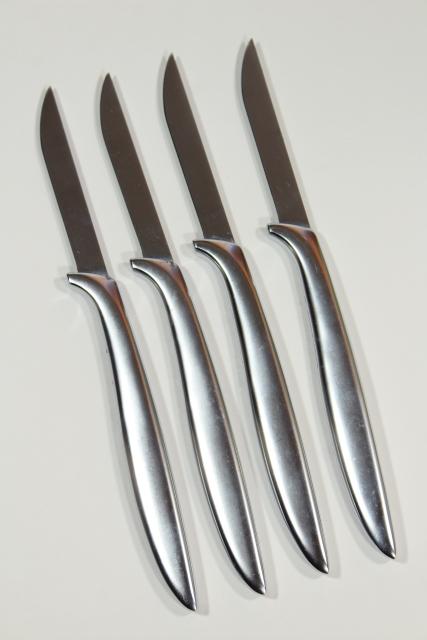 photo of sleek stainless steel steak knives, Gerber Miming minimalist modern metalware #3