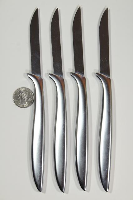 photo of sleek stainless steel steak knives, Gerber Miming minimalist modern metalware #4