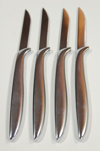 photo of sleek stainless steel steak knives, Gerber Miming minimalist modern metalware #8