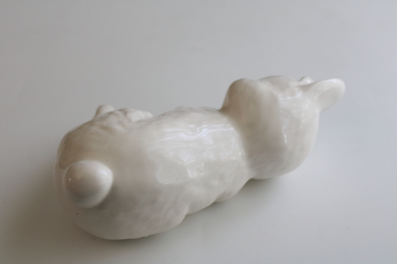 photo of sleepy bunny shelf sitter ceramic figurine, white rabbit for Easter or spring decor  #3