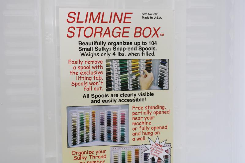 photo of slimline clear plastic storage box tote organizer for narrow thread spools Sulky etc #2