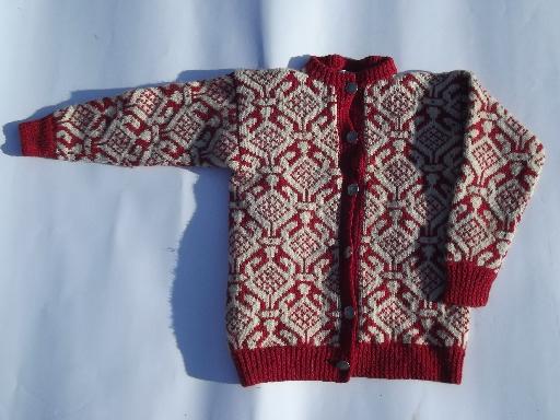 photo of small Scandinavian ski sweater pewter buttons wool knit, Norway label #1