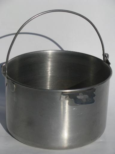 photo of small Swiss goat or cow milking pail, vintage stainless steel bucket #1