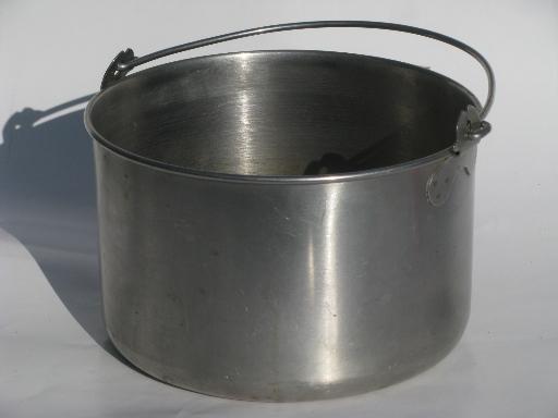 photo of small Swiss goat or cow milking pail, vintage stainless steel bucket #2