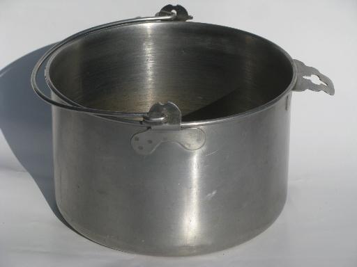photo of small Swiss goat or cow milking pail, vintage stainless steel bucket #5