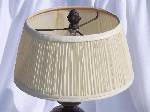 photo of small antiqued brass finish table lamp, traditional shape w/ pleated shade #4