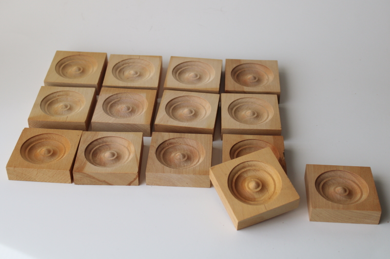 photo of small bullseye rosettes, round medallion square wood blocks decorative molding trim  #1