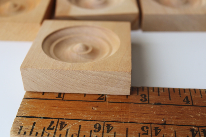 photo of small bullseye rosettes, round medallion square wood blocks decorative molding trim  #4