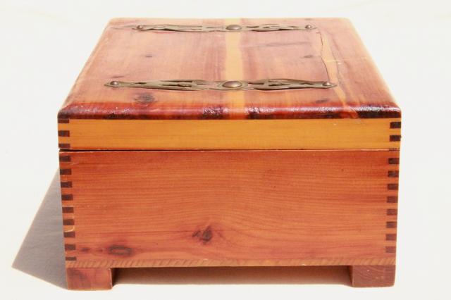 photo of small cedar chest jewelry box, vintage cedarwood dresser box for gloves etc. #7