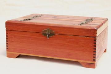 catalog photo of small cedar chest jewelry box, vintage cedarwood dresser box for gloves etc.