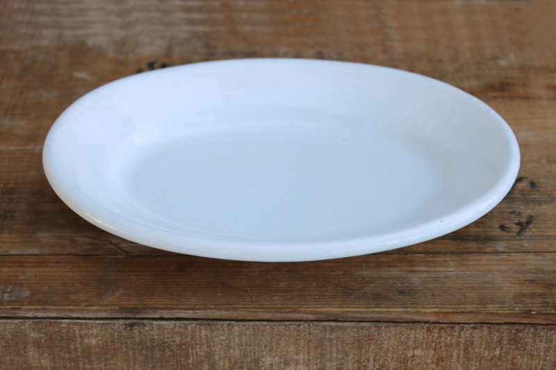 photo of small chunky platter, antique all white china Crown Potteries Semi Vitreous ironstone, early 1900s vintage #1