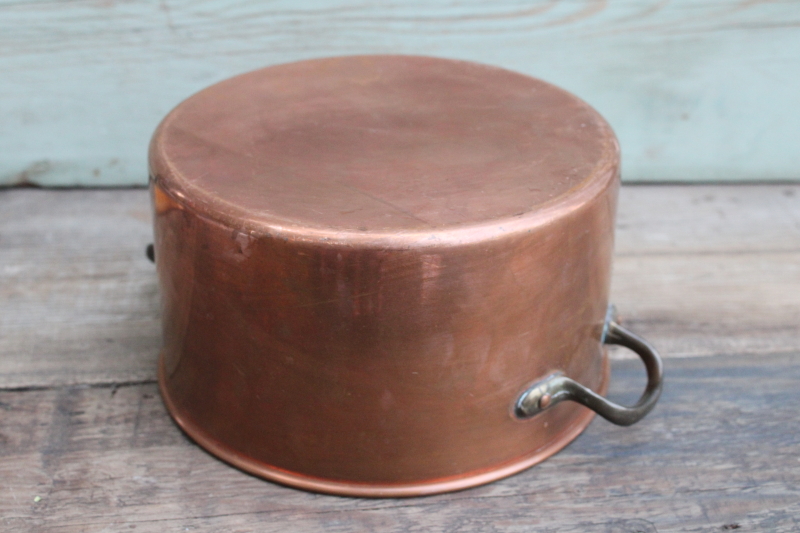 photo of small copper stockpot, 1980s vintage made in Portugal copper cookware, 3 qt pot without lid  #7