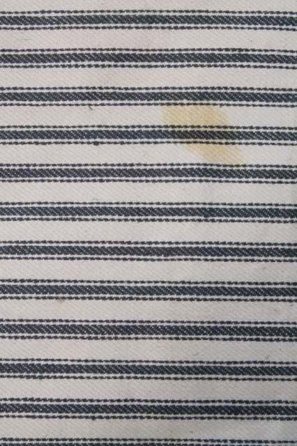 photo of small feather pillow, vintage blue & white ticking stripe chair seat cushion  #4