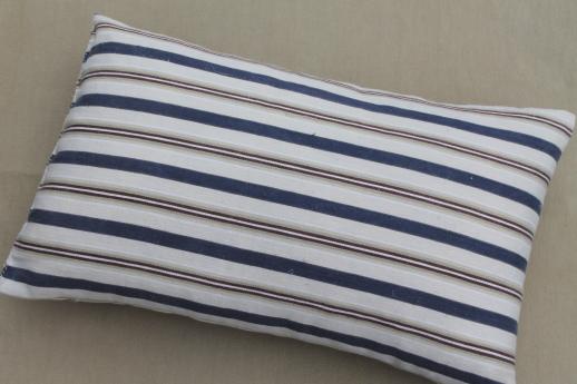 photo of small feather pillows w/ primitive antique striped cotton ticking fabric #3