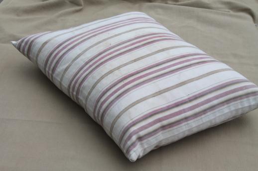 photo of small feather pillows w/ primitive antique striped cotton ticking fabric #4