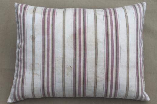 photo of small feather pillows w/ primitive antique striped cotton ticking fabric #5