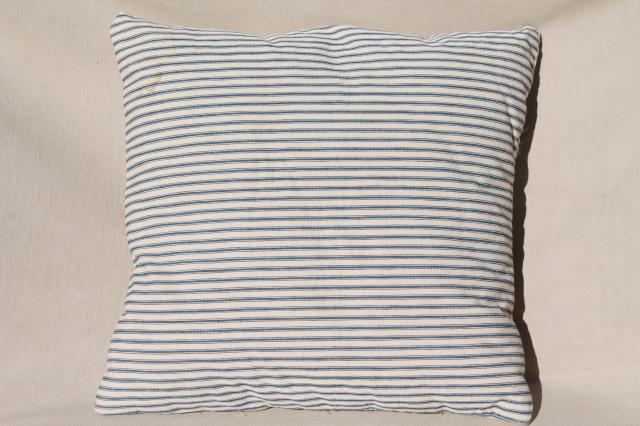 photo of small feather pillows w/ primitive antique striped cotton ticking fabric #5