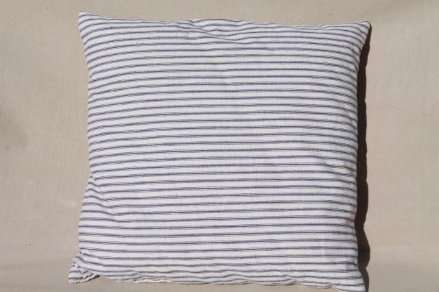 photo of small feather pillows w/ primitive antique striped cotton ticking fabric #9