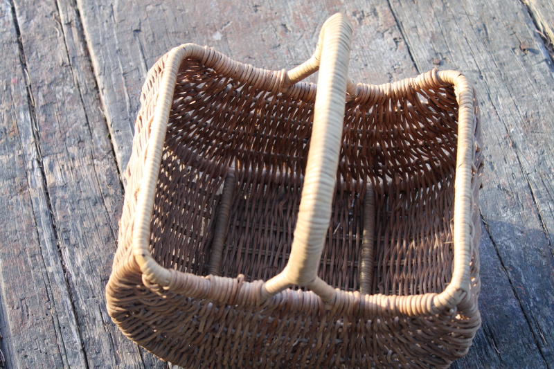 photo of small gathering basket, vintage wicker basket for collecting eggs or rustic farmhouse decor #2