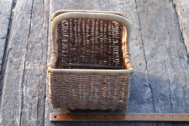photo of small gathering basket, vintage wicker basket for collecting eggs or rustic farmhouse decor #6