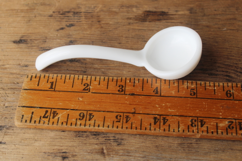 photo of small glass ladle, vintage sauce dish or mayonnaise bowl spoon white milk glass  #1