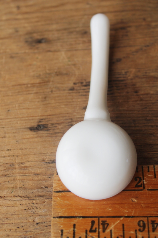 photo of small glass ladle, vintage sauce dish or mayonnaise bowl spoon white milk glass  #2