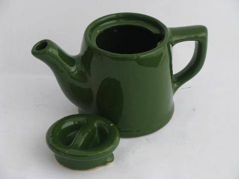 photo of small green teapot for single cup or mug of tea, vintage pottery tea pot #2