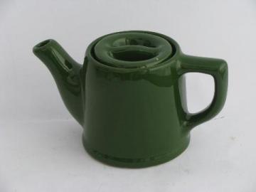 catalog photo of small green teapot for single cup or mug of tea, vintage pottery tea pot