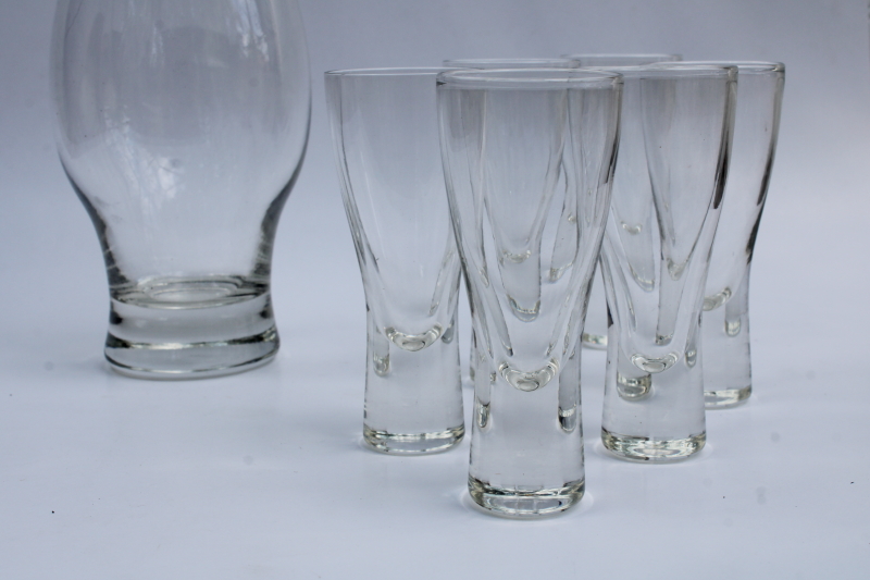 photo of small liquor decanter & shot glasses set, simple clear glass modern shape bar bottle w/ stopper  #3