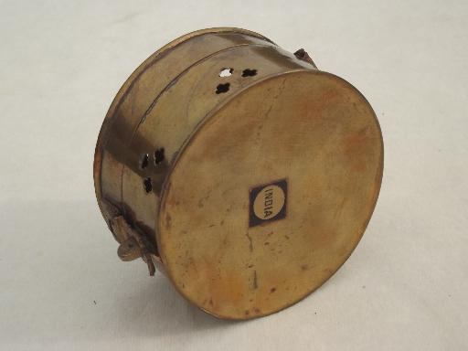 photo of small old brass cricket box w/ hinged cover, made in India #5