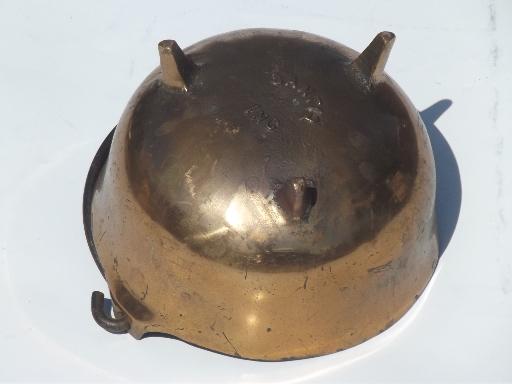 photo of small old cast iron cauldron, vintage fireplace fire starter pot #4