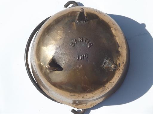 photo of small old cast iron cauldron, vintage fireplace fire starter pot #5