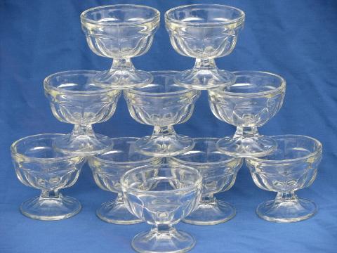 photo of small old pressed glass sherbet cups or ice cream dishes, set of 10 #1