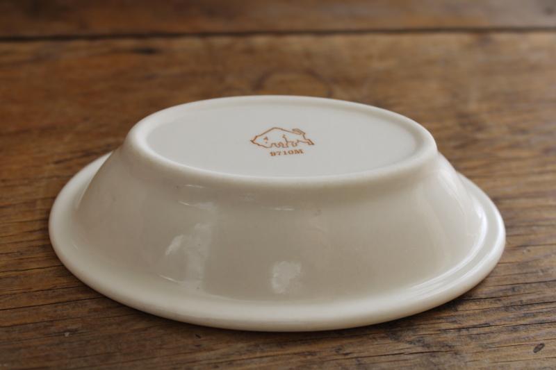 photo of small old white ironstone soap dish, vintage Buffalo china oval bowl #5