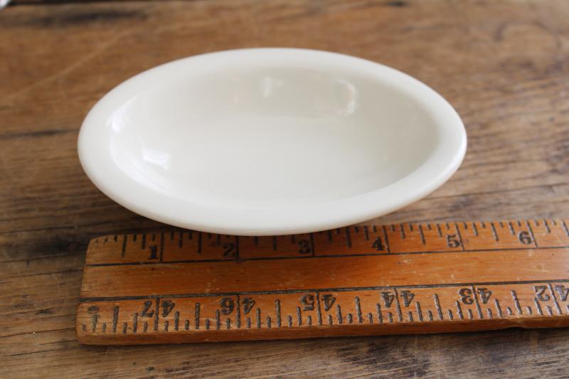 photo of small old white ironstone soap dish, vintage Buffalo china oval bowl #7