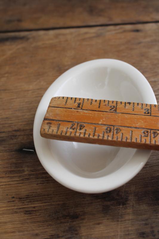 photo of small old white ironstone soap dish, vintage Buffalo china oval bowl #8